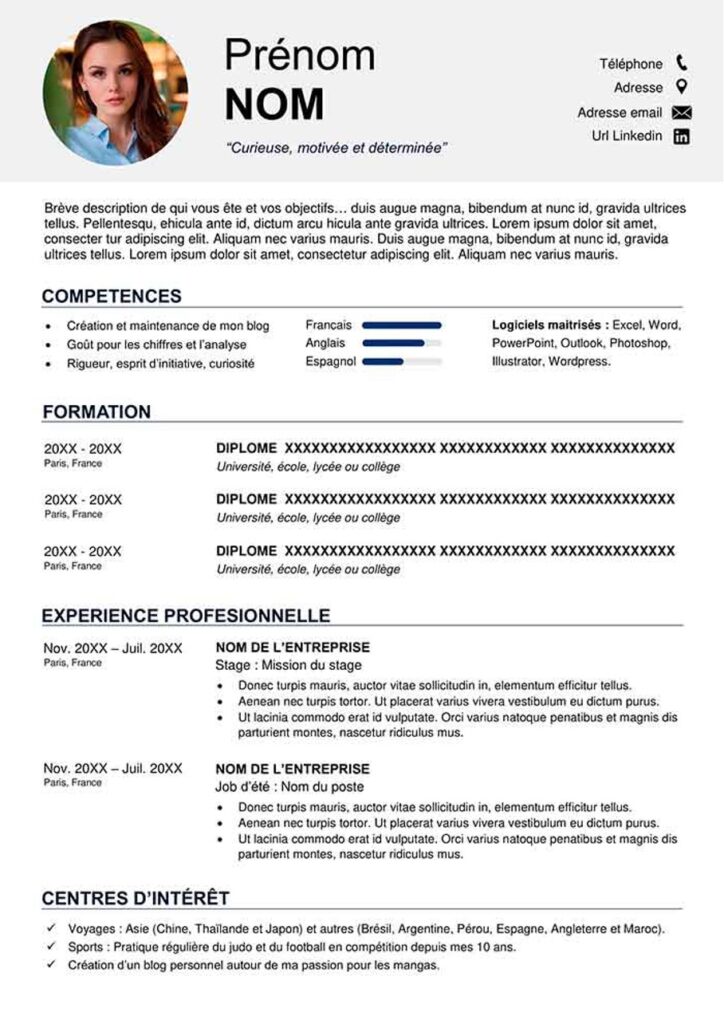 Modèle CV Word Etudiant